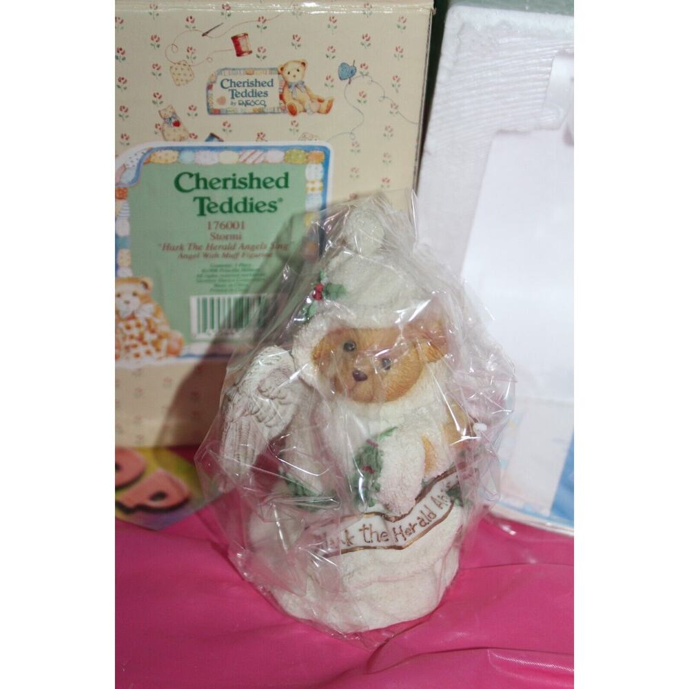 Enesco Cherished Teddies Figurine Stormi Hark The Herald Angels Sing 1996 In Box